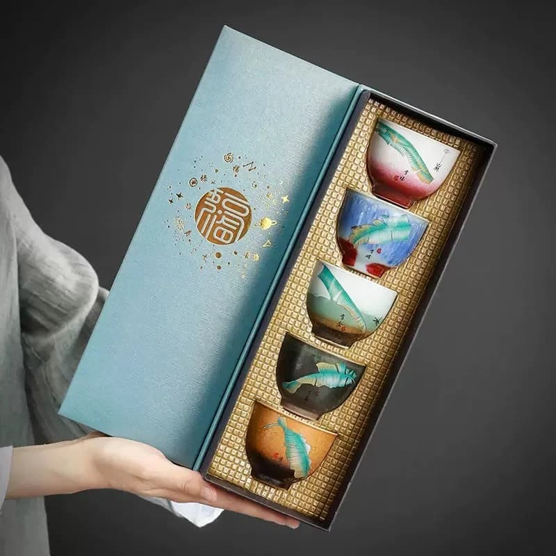 Ceramic Kungfu Tea Bowl Glazed Tea Cups Pu'er Master Cup 75ml Kitchen Teaware Household Tea Set Accessories Tea Cup Set