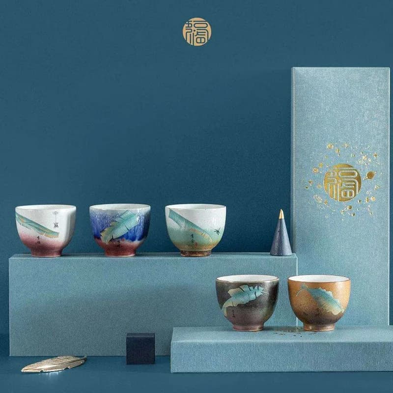 Ceramic Kungfu Tea Bowl Glazed Tea Cups Pu'er Master Cup 75ml Kitchen Teaware Household Tea Set Accessories Tea Cup Set